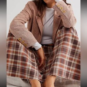 Free People NWT Size 26 Just Float on FABULOUS Flares Jeans NEW Plaid Pants